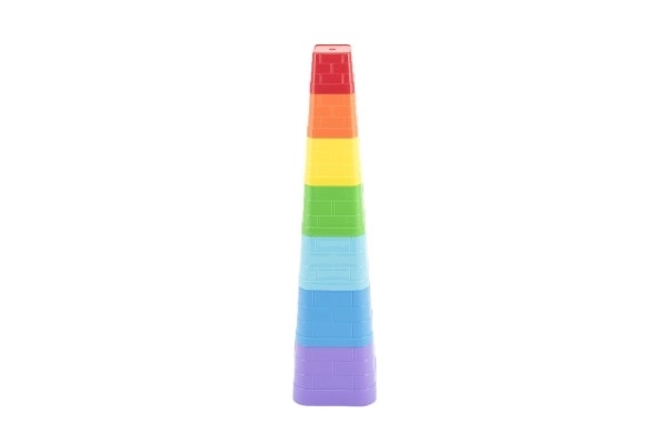 Kubus pyramide puslespil i plast, firkantet farverig 7 stk i pose 12m+