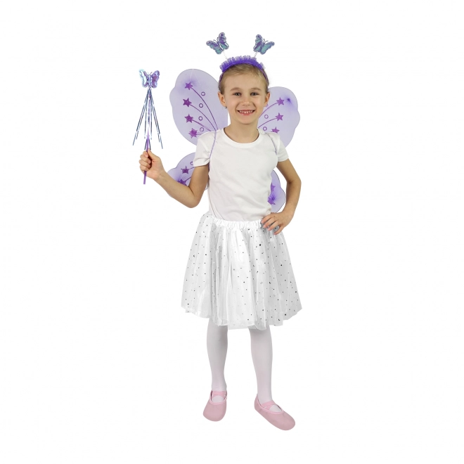 Sommerfuglekostume med hårbøjle og tryllestav