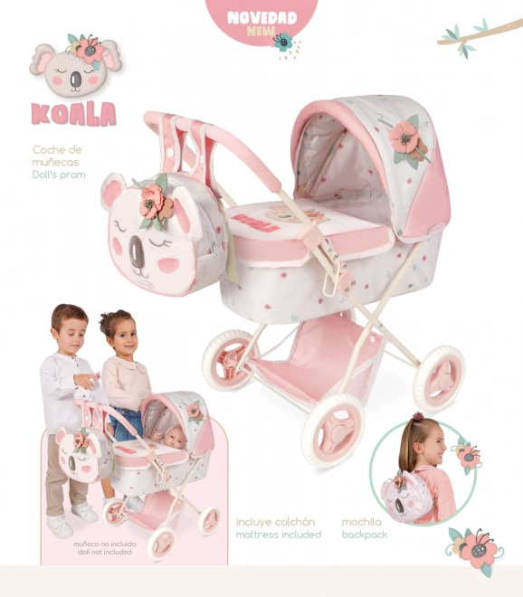 DeCuevas 85079 Foldbar Dukkevogn med Rygsæk KOALA 2024 - 60 cm