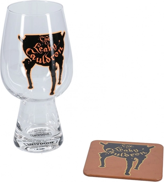 Sæt med glas og coaster Den Utætte Kedel Harry Potter
