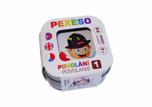Pexeso Erhverv vandtætte 64 kort i metalboks 6x6x4cm
