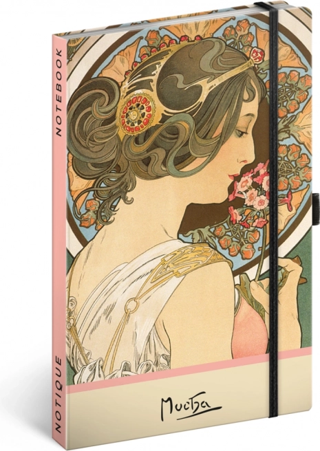 Notique notesbog Alfons Mucha – Primula, prikker 13 × 21 cm