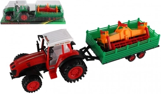 Traktor med trailer og mejetærsker-valse, plast, 46 cm