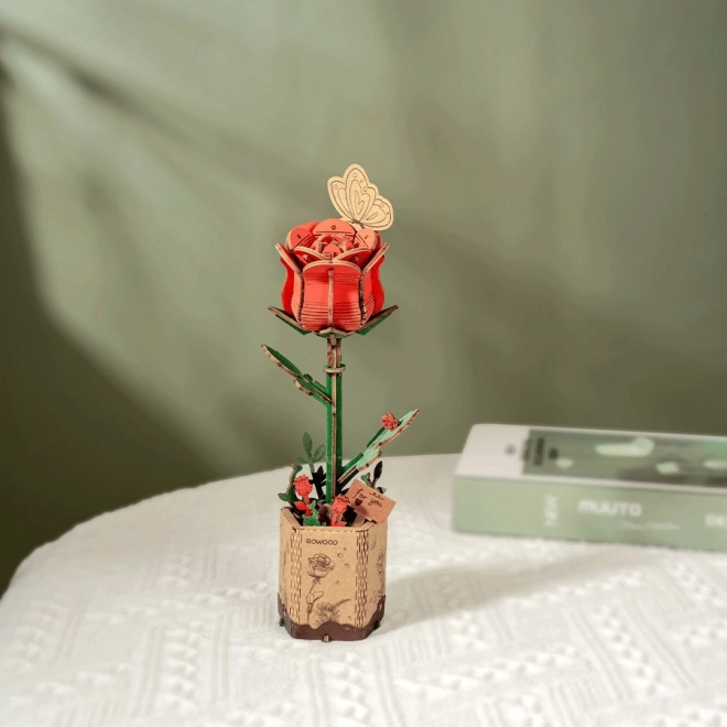 3D træpuslespil Røde Rose