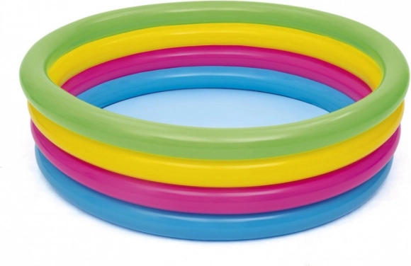 Oppustelig børnepool med regnbuefarvede ringe 157 × 46 cm BESTWAY