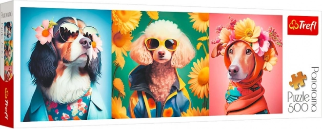 panoramisk puslespil Trefl hunde – modeshow, 500 brikker