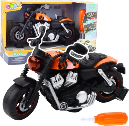 Motorcykel til at skille ad og samle med lys- og lydeffekter - Orange