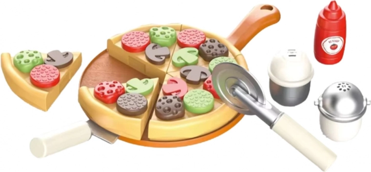 Pizza med tilbehør og redskaber