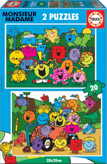 Puslespil EDUCA Monsieur Madame 2×20 brikker