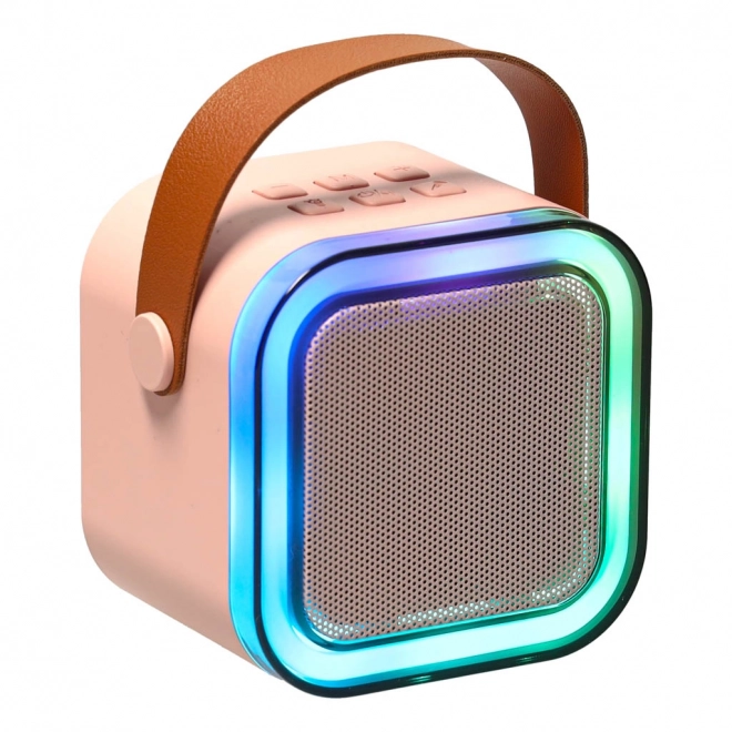 Karaoke sæt 2 mikrofoner + bærbar højttaler BLUETOOTH USB LED pink