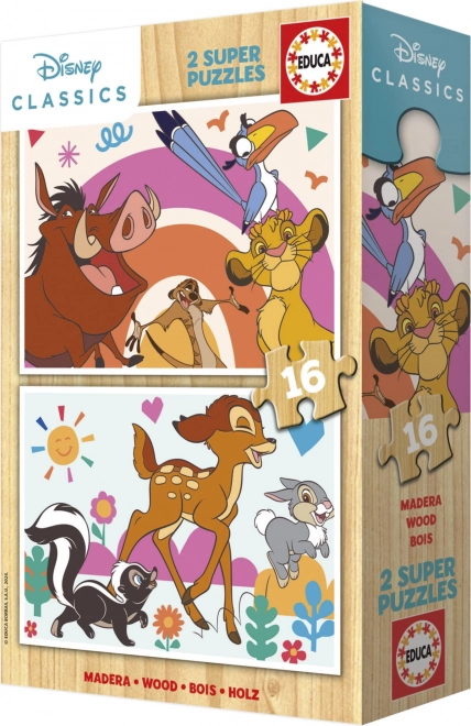 Træpuslespil Løvernes Konge og Bambi af Educa