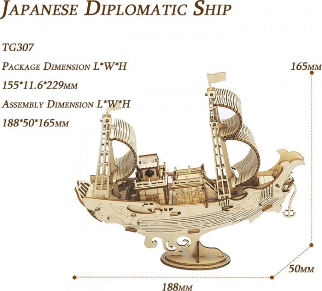 Japansk diplomatisk skib - 3D træmodel - dekoration