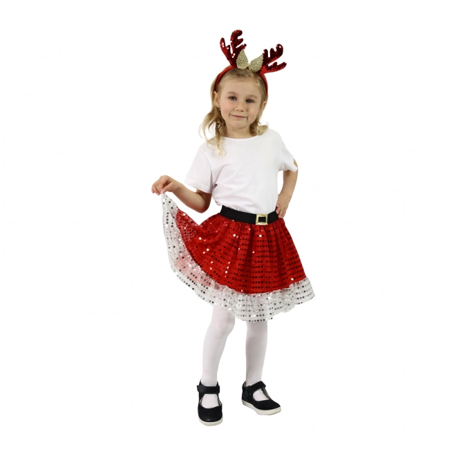 Børnekostume TUTU nederdel juleelg med pandebånd