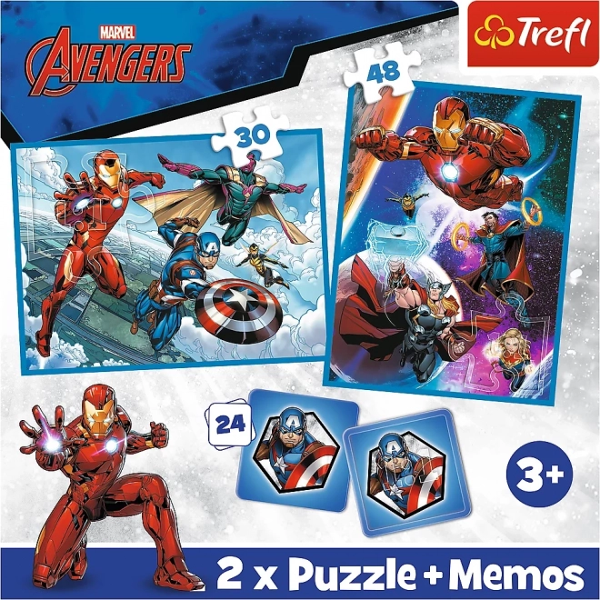 TREFL Sæt 3i1 Avengers: Helte i aktion (2x puslespil + vendespil)