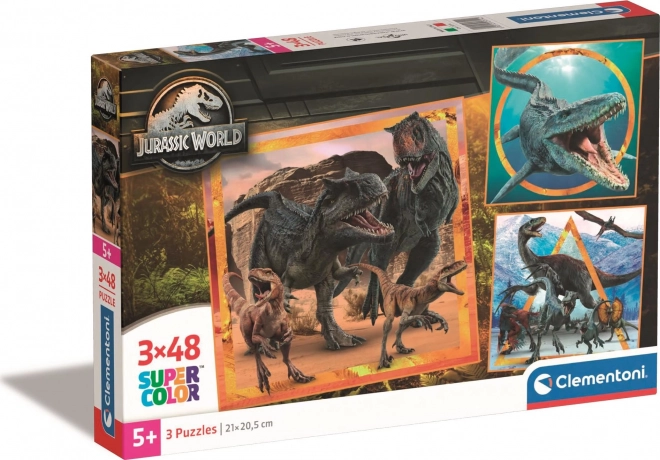 Puslespil 3×48 brikker Jurassic World
