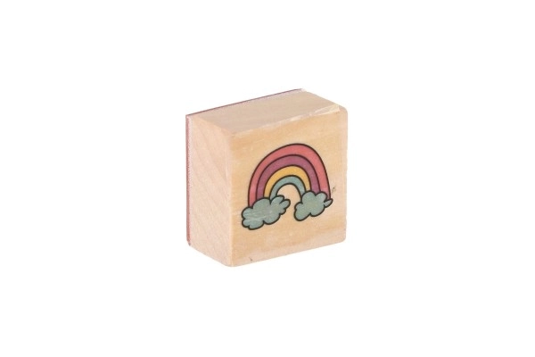Træstempler 5+1 med pude enhjørninger 3x3cm på kort