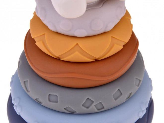Bløde gummi sensoriske blokke pyramide puslespil med bamse ZA4819