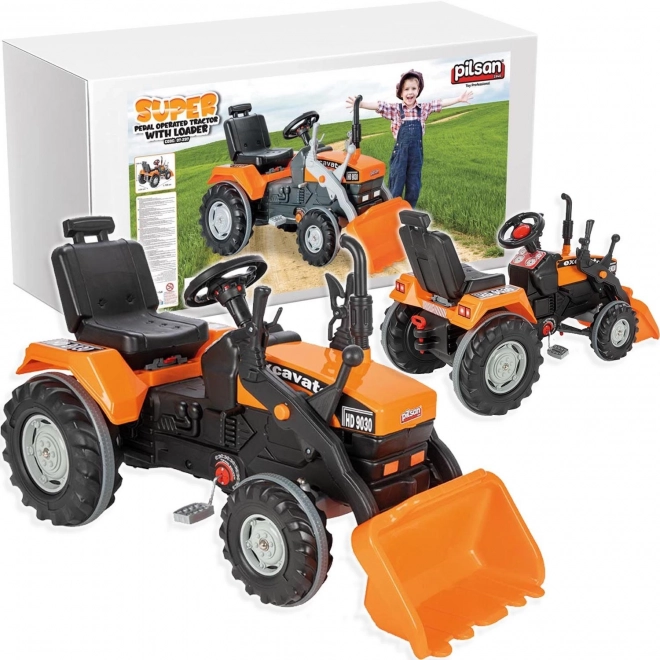 Pilsan traktor med pedal og skovl XXL orange