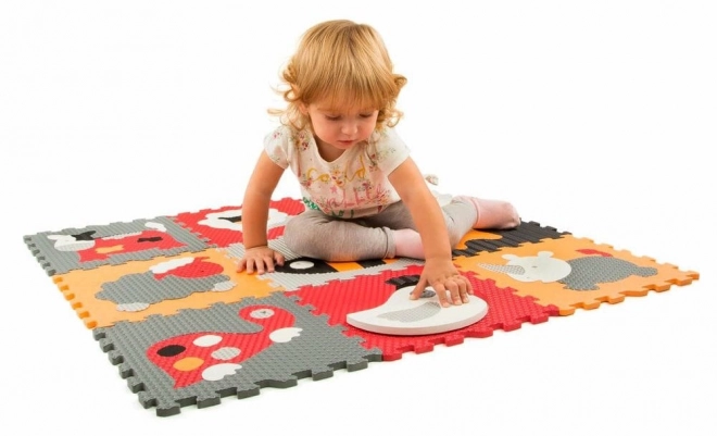 BABY GREAT Skum puslespil Dyr grå-rød SX (30x30)