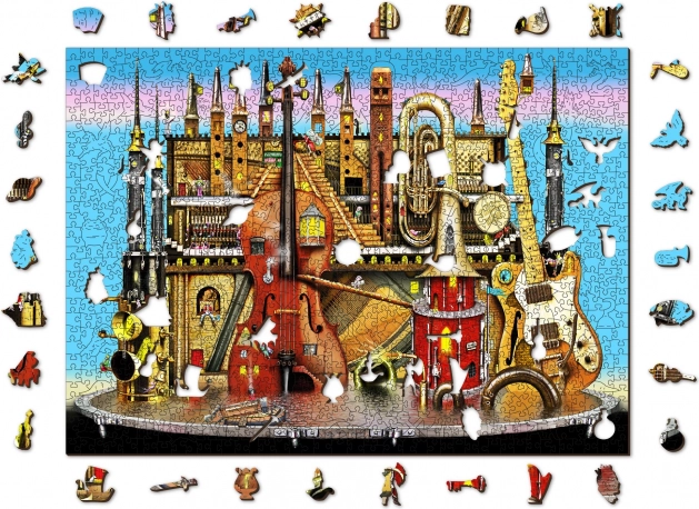 Træ-dobbeltpuslespil WOODEN CITY Musikslot 2-i-1, 1010 brikker