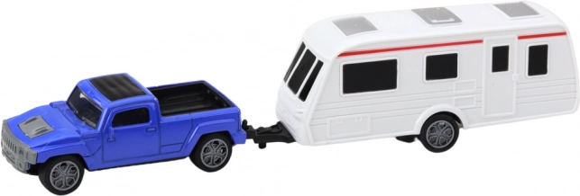 Sæt med Blå Campingvogn og Bil