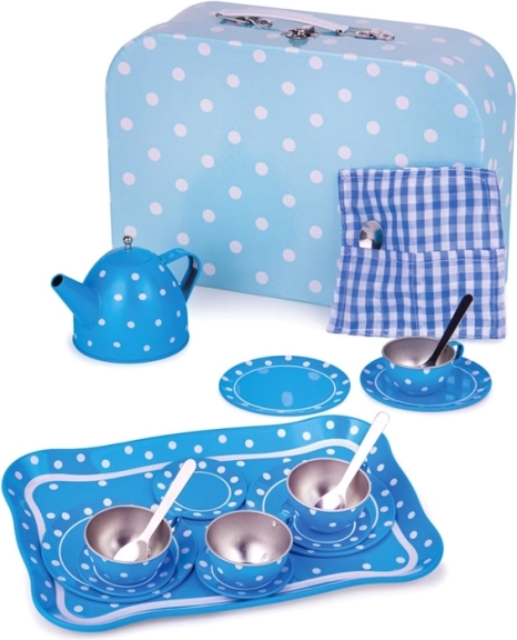 Blåt prikket tesæt BIGJIGS TOYS