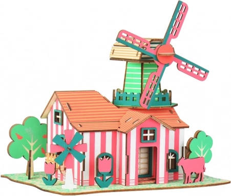Woodcraft træ 3D-puslespil Tulipan Ranch