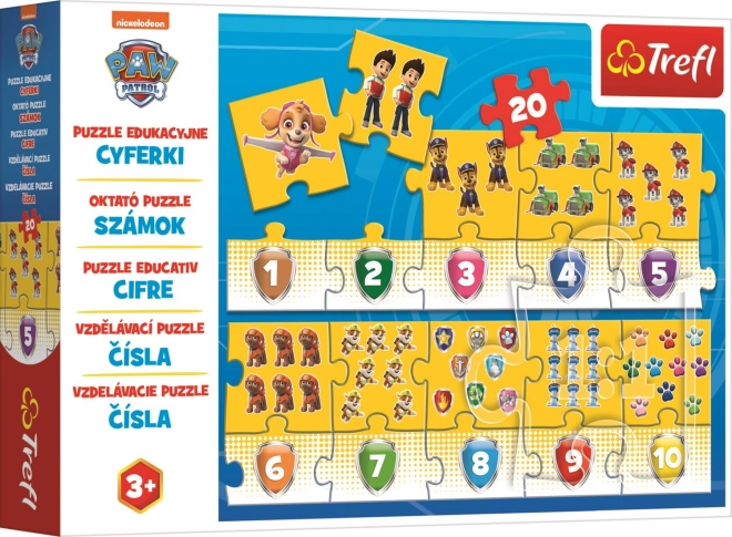Uddannelsesmæssigt puslespil Tal Paw Patrol 20 brikker