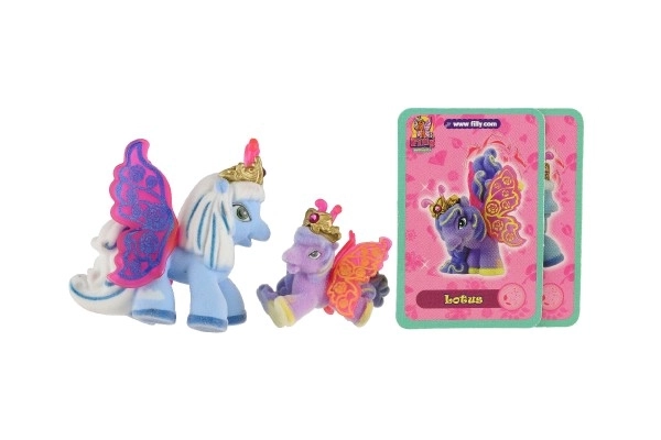 Filly Butterfly familie figurer 2 stk. plys med tilbehør mix af varianter på kort 17x16,5cm