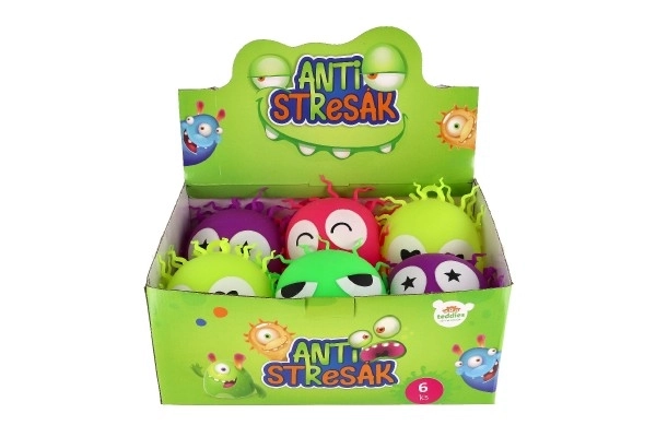 Fuzzy antistress klemmebold silikone 14 cm med lys 4 farver i pose 6 stk i boks