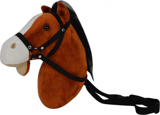 Plyshestehoved med lyd 30 cm – mørkebrun