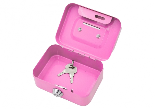 Låsbart metalkasse med to nøgler, pink