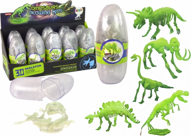 Lysende 3D mammut-skelet i plastikæg
