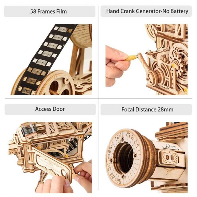 RoboTime 3D træ mekanisk puslespil Filmprojektor