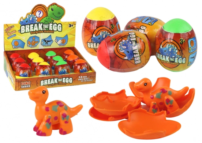 Magisk knæk-æg dinosaur i skal 4 farver 6 cm