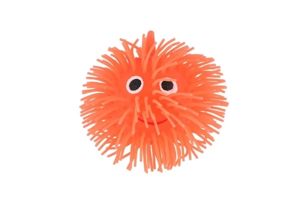 Plysset antistress klemmebold silikone 8cm med lys 4 farver i pose 12 stk. i kasse