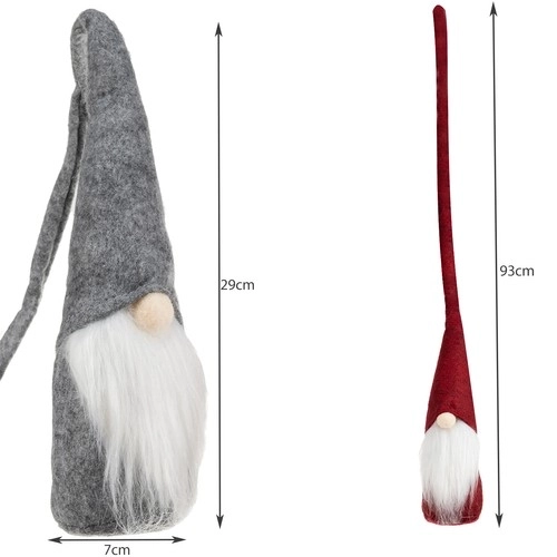 Grå og rød stående nisse 29 cm - 2 stykker