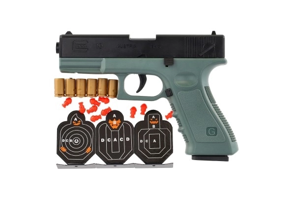 Pistol med skumkugler og mål