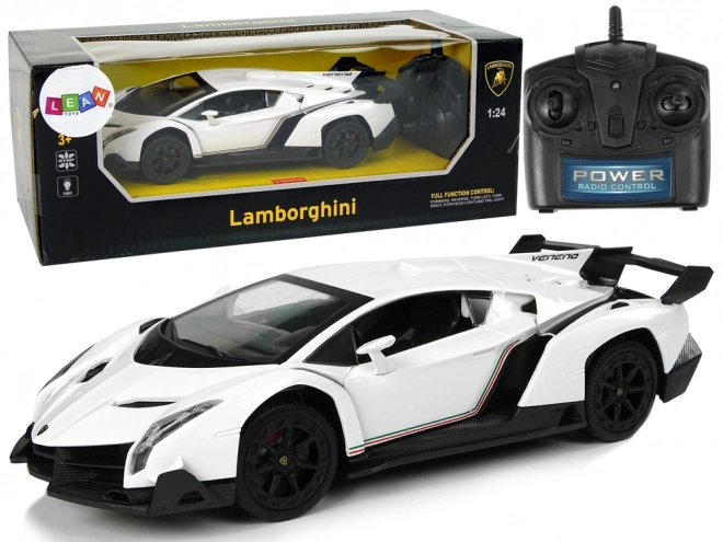 Sportsbil R/C 1:24 Lamborghini Veneno Hvid 2.4 G Lys