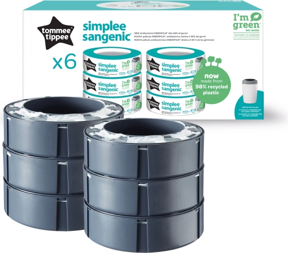 Sangenic Simplee refill-kassetter, 6 stk.