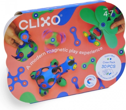 Magnetiske blokke Clixo Crew-pakke, grøn og blå