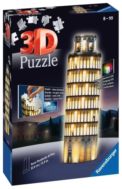 RAVENSBURGER Lysende 3D puslespil Natserie Det Skæve Tårn i Pisa 216 stykker