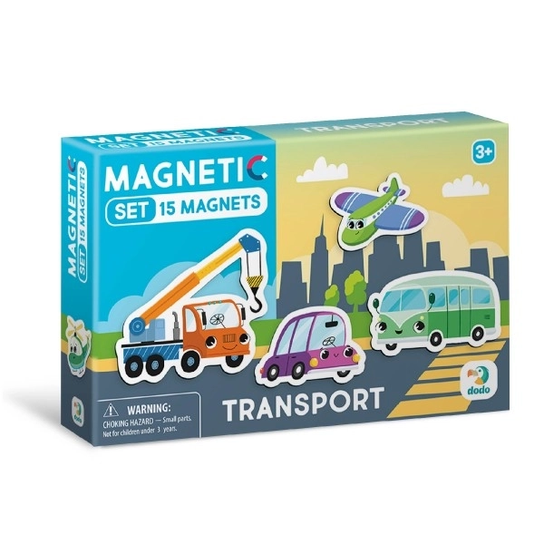 Magnetiske Transportmidler 15stk i æske 17x11x3cm