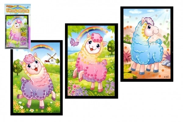 Flitter mini billede lama 10x16cm 4 slags i pose 24stk i kasse