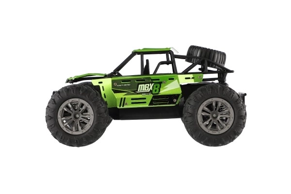 Auto RC buggy terræn grøn 22cm plast 2,4GHz med batteri + opladningspakke i kasse 32x16x18cm