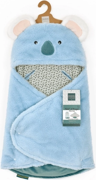 Plysbetrukket tæppe med hætte Yoca le Koala 70 cm