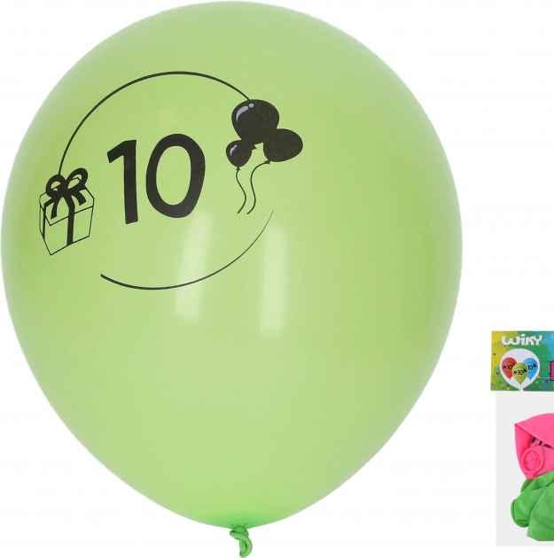 Oppustelige balloner 30 cm med tallet 10 – sæt á 5 stk.