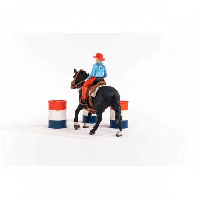 Sæt af figurer Farm World Cowgirl og Løb om Tønden