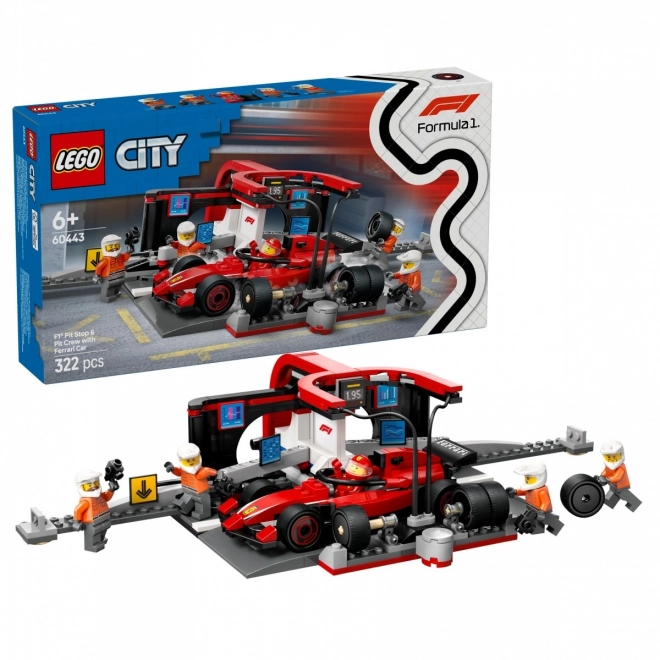LEGO City 60443 Pitstop i boksene F1 med mekanikere og Ferrari-bil