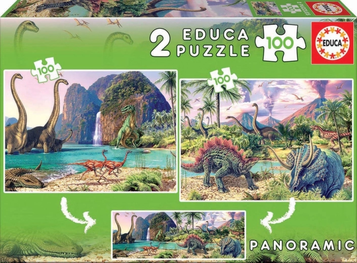 panorama puslespil dinosaurverden 2×100 brikker